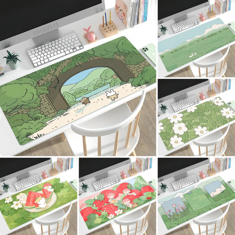 Accessories For Your Gaming Room - Cute Rabbit Green Mouse Pad Large