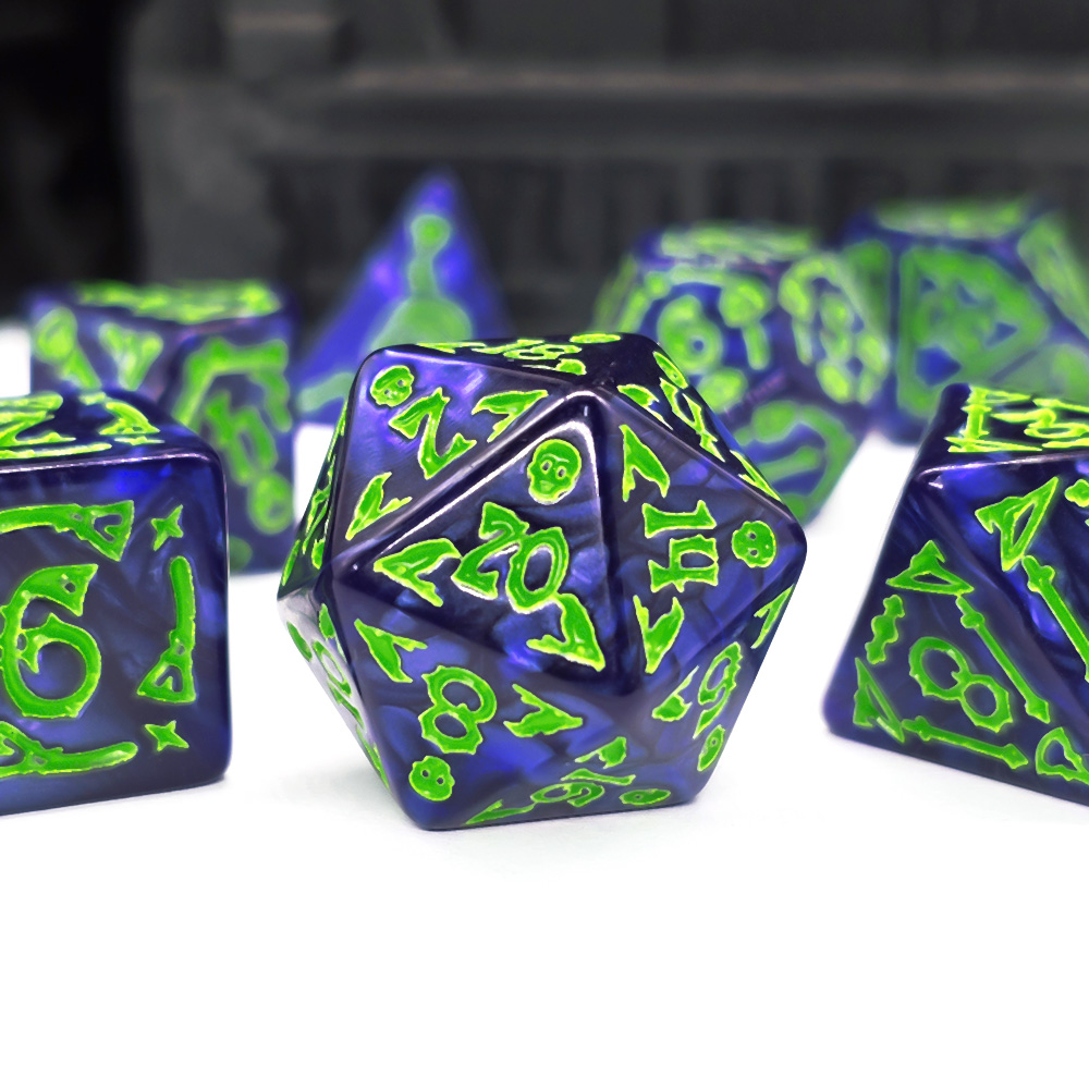 Gaming Set Accessories - Cthulhu Dark Blue & Neon Green