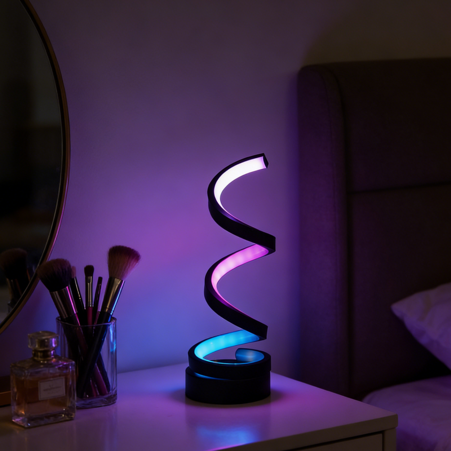 1PC RGB Spiral LED Table Lamp, - Accessories For Your Gaming Room avaliação e preço