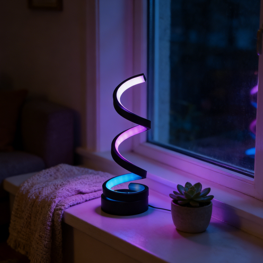 1PC RGB Spiral LED Table Lamp, - Accessories For Your Gaming Room avaliação e preço