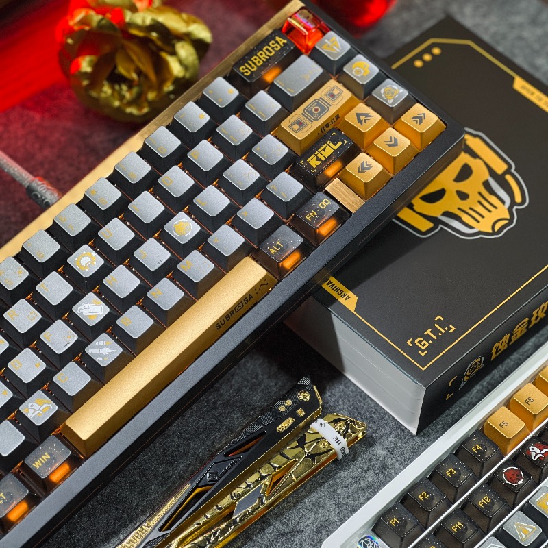 Golden Rose Theme Keycaps Set  - Gaming Set Accessories avaliação e preço