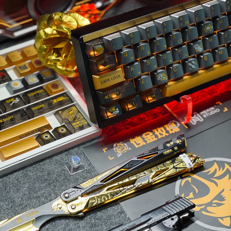 Golden Rose Theme Keycaps Set  - Gaming Set Accessories avaliação e preço