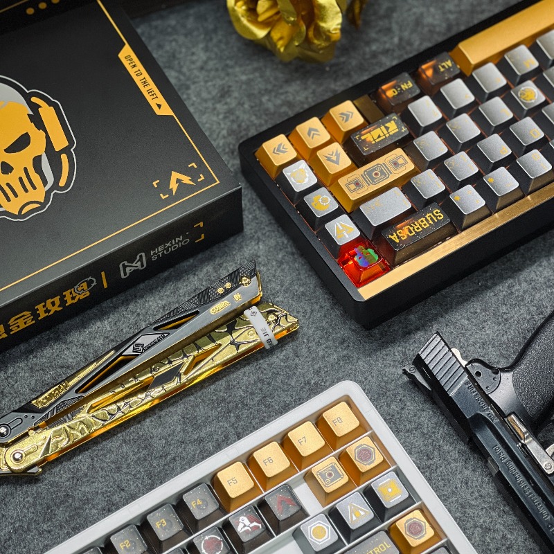 Golden Rose Theme Keycaps Set  - Gaming Set Accessories avaliação e preço