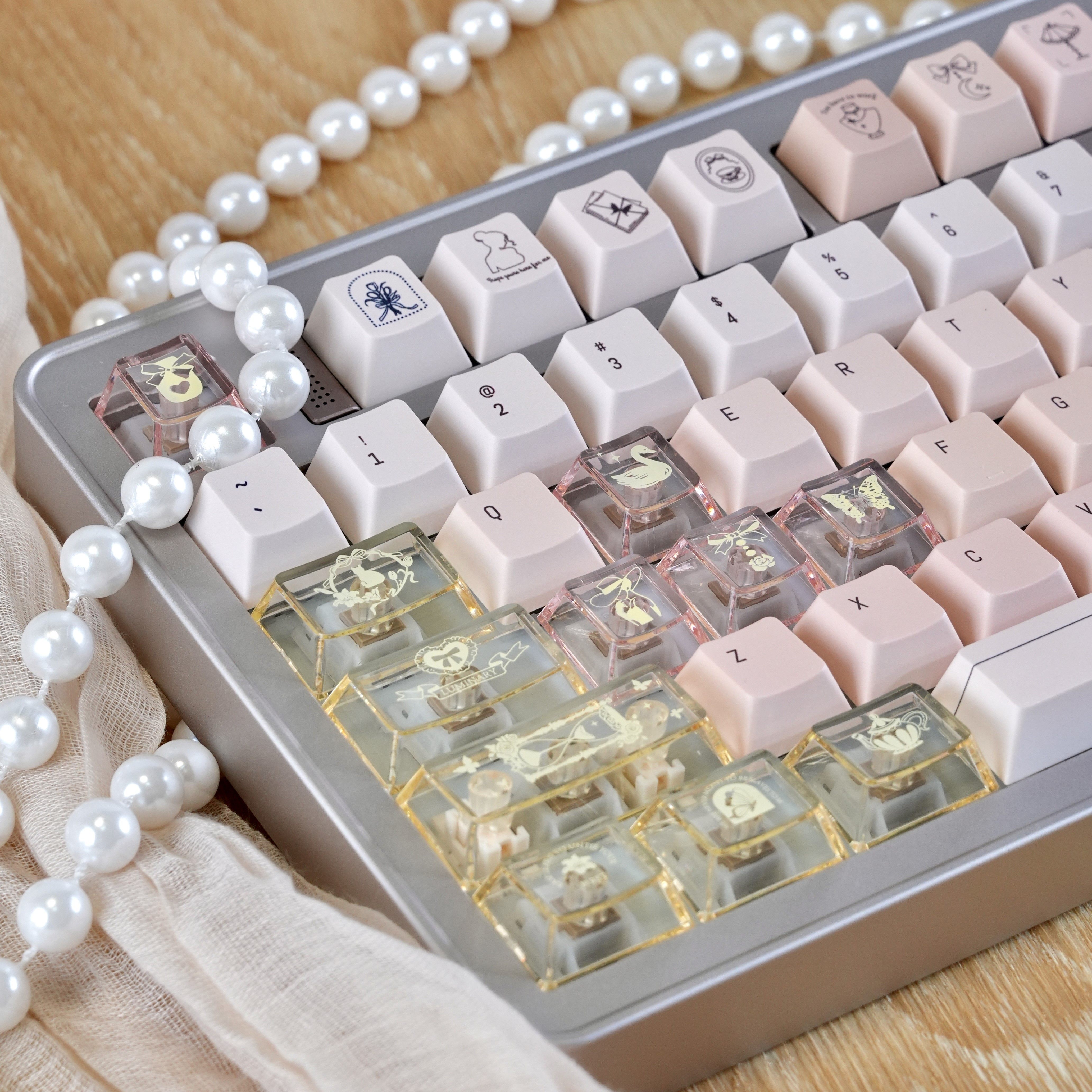 Champagne Pink Keycap Set PC+P - Gaming Set Accessories avaliação e preço