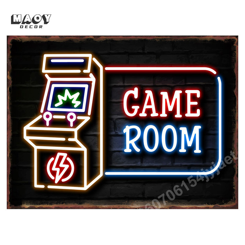 Neon Gaming Zone Metal Tin Sig - Accessories For Your Gaming Room avaliação e preço