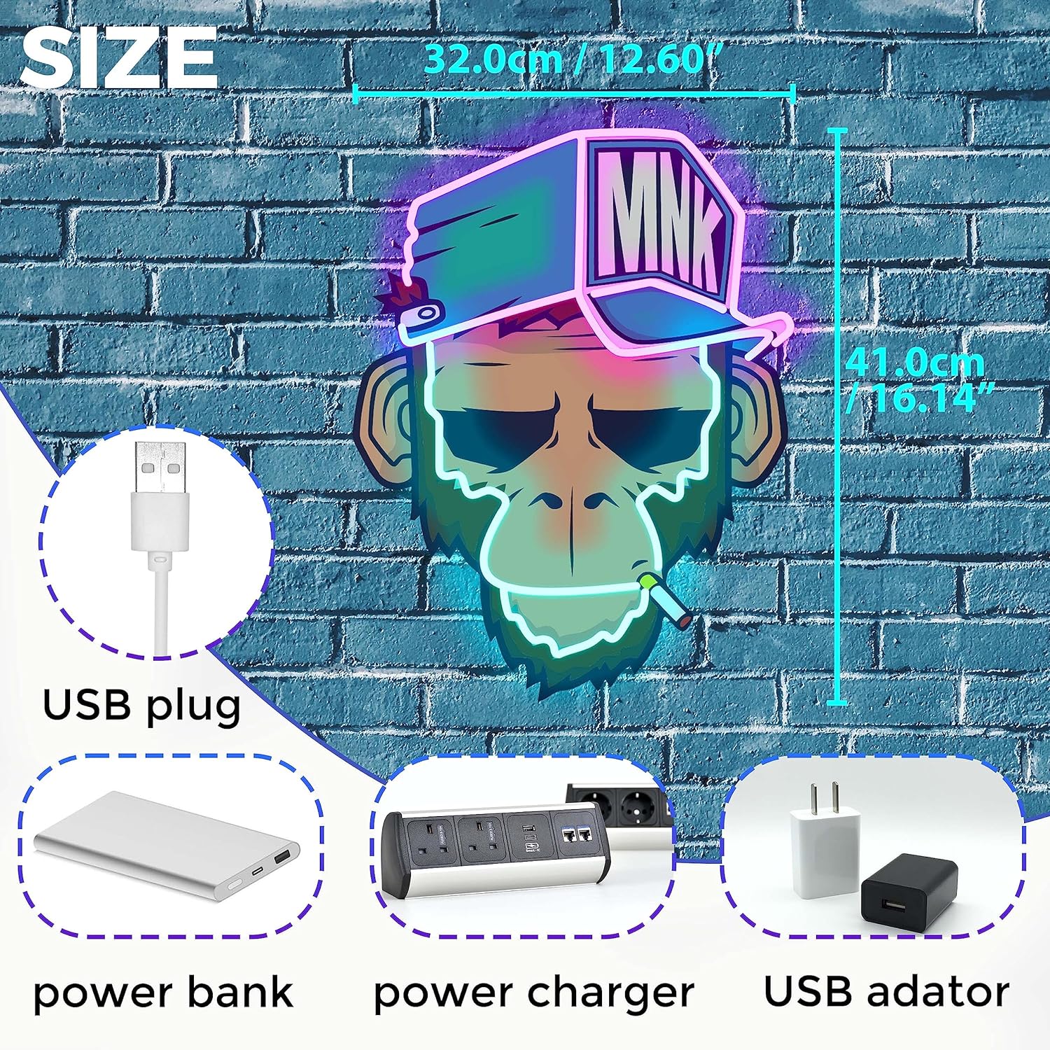 Cool Monkey with Hat Neon Sign - Gaming Accessories Wall avaliação e preço