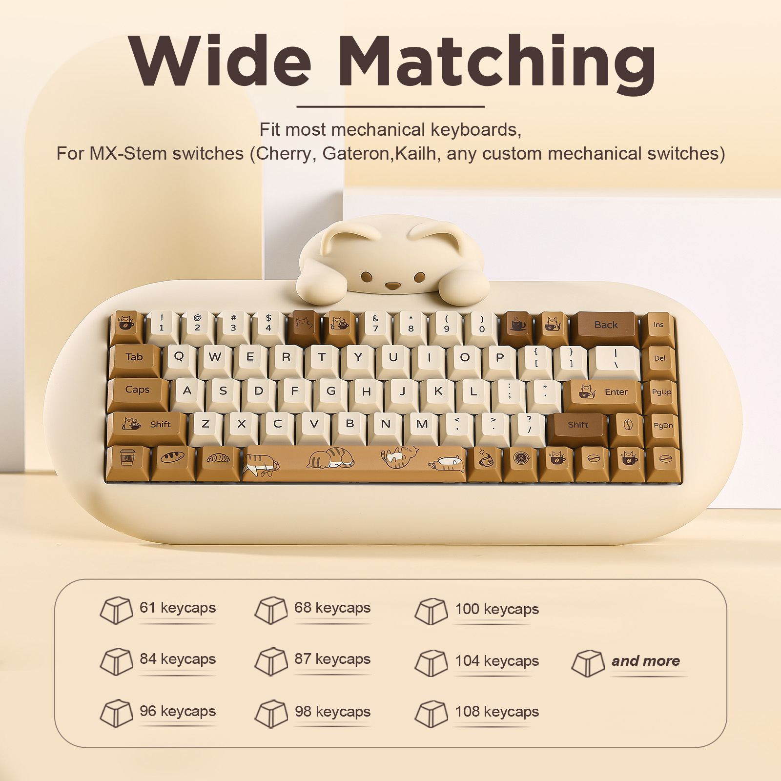 YUNZII Coffee Cat PBT Keycaps, - Gaming Set Accessories avaliação e preço