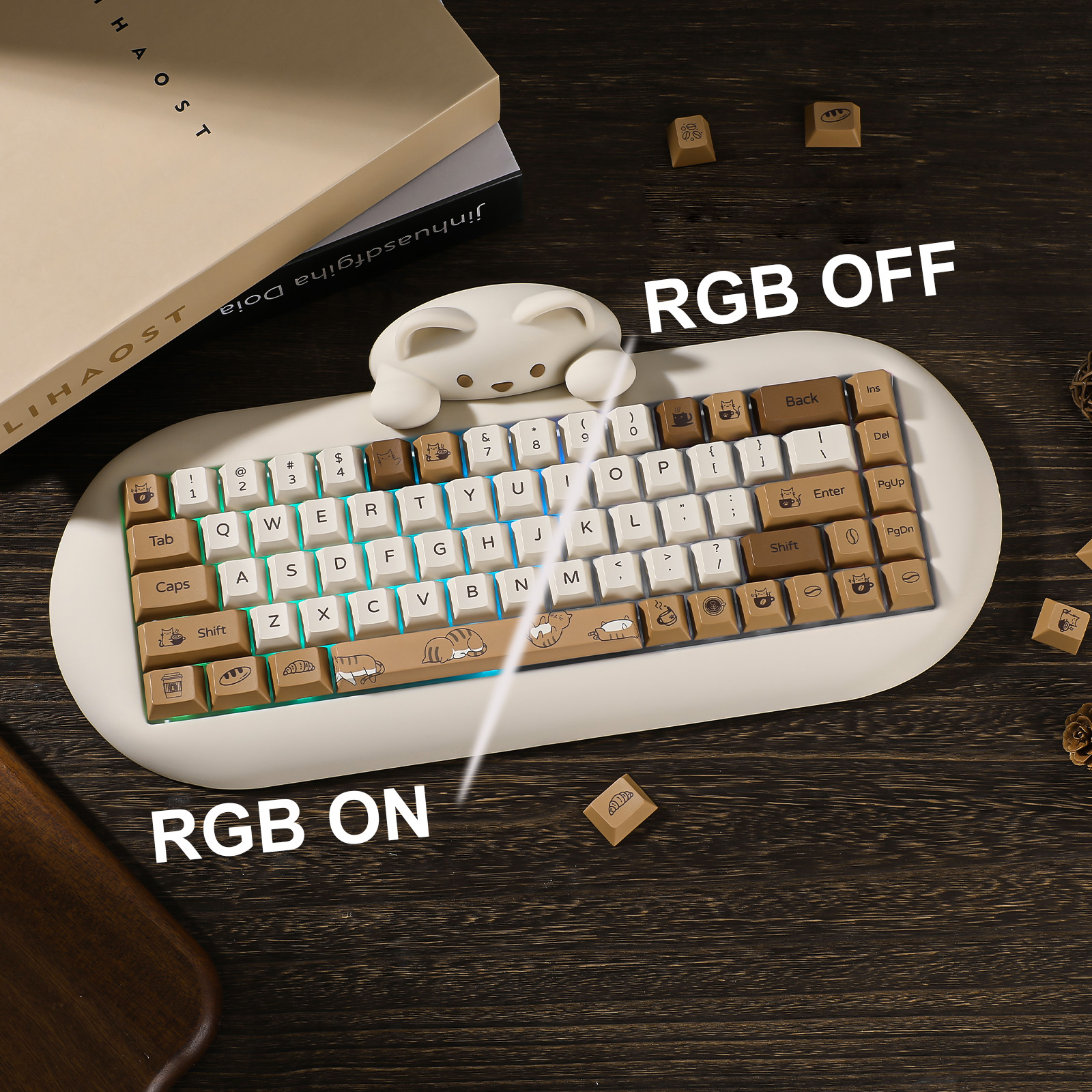 YUNZII Coffee Cat PBT Keycaps, - Gaming Set Accessories avaliação e preço
