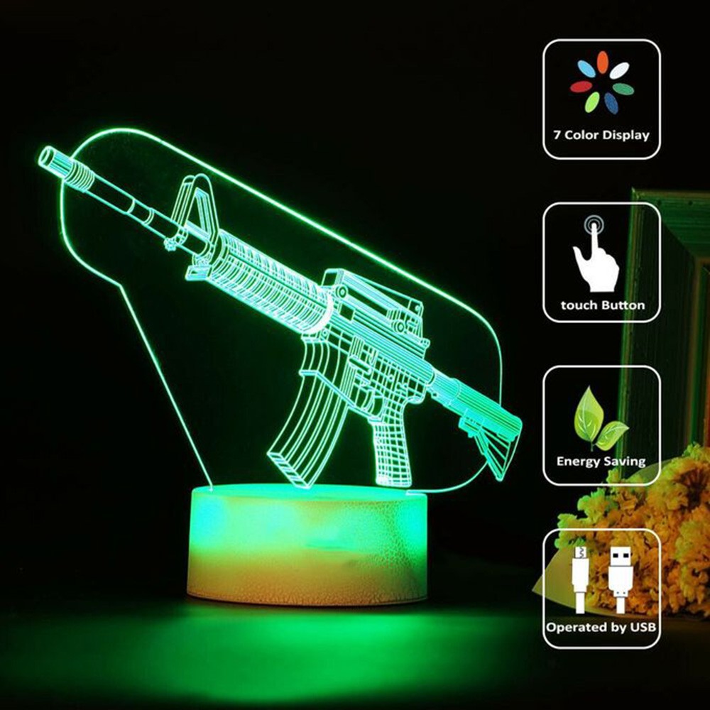 Game Rifle 3d Led Night Light  - Accessories For Your Gaming Room avaliação e preço