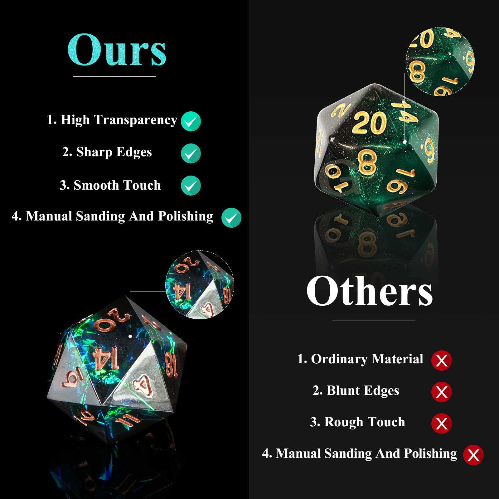 Resin Sharp Edge DND Dice Set  - Gaming Handheld Accessories avaliação e preço
